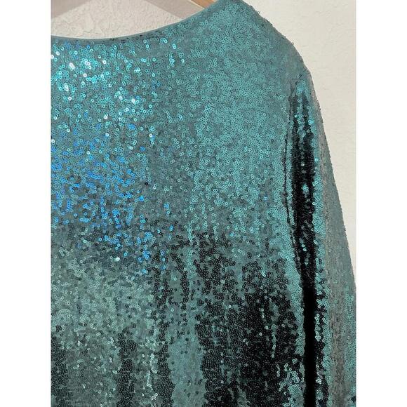NWT Pinup Fashion Womens Sequin Dress Long Sleeve Green Coctail Plus Size 24 - Picture 4 of 15